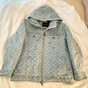Louis Vuitton denim logo down  puffer jacket coat